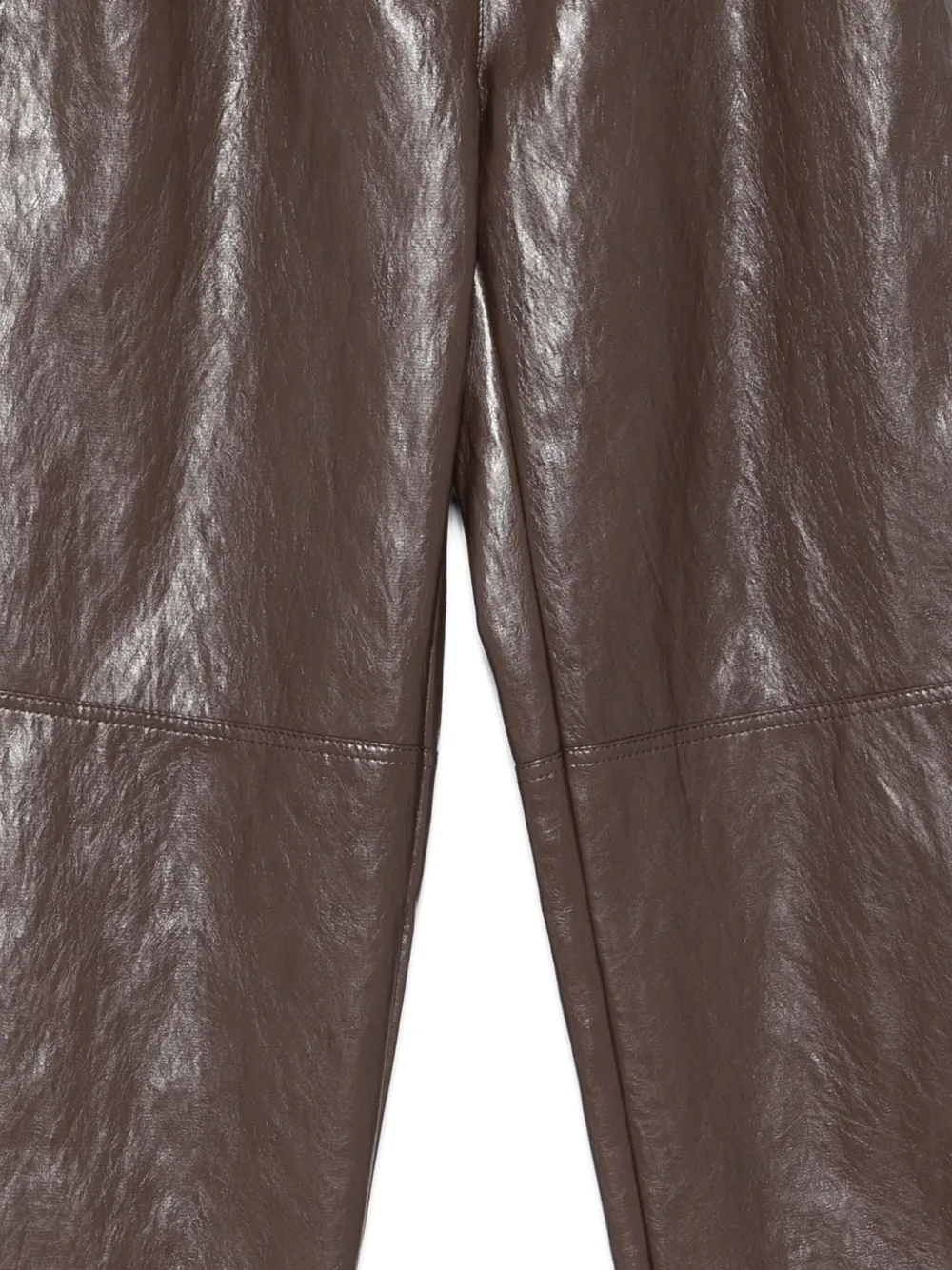 Antonelli Elastic Leather Casual Pants In Brown