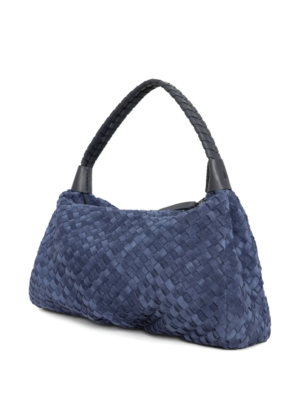 Sarah Chofakian Geweven schoudertas met gevlochten handvat - Blauw