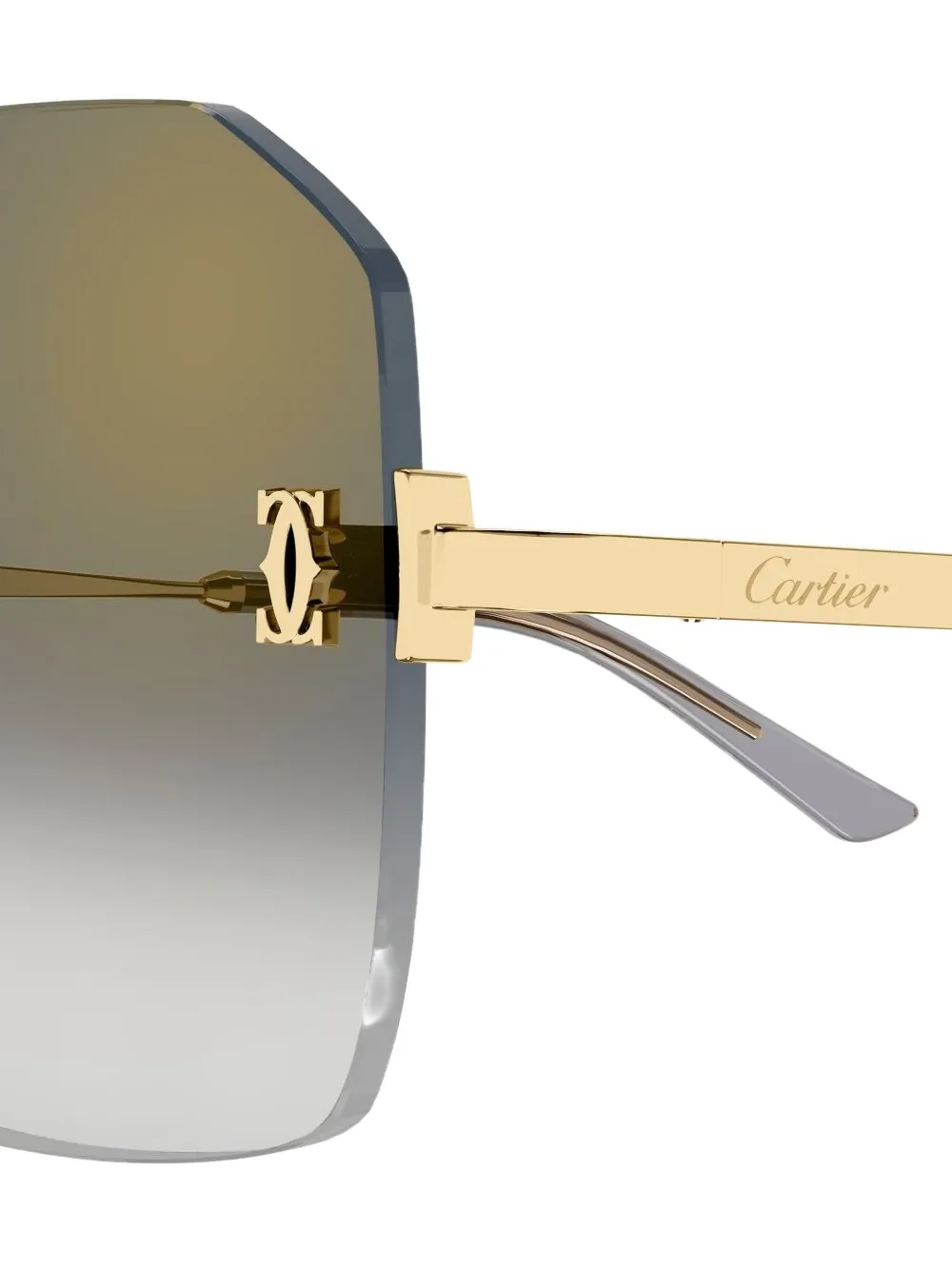 Cartier Geometric-frame Rimless Sunglasses In Gold