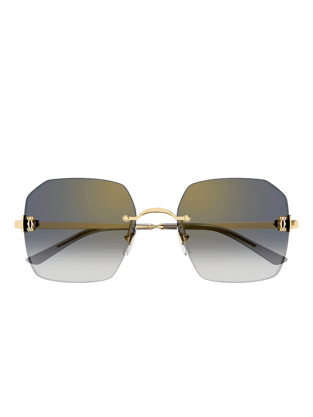Cartier Geometric-frame Rimless Sunglasses In Gold