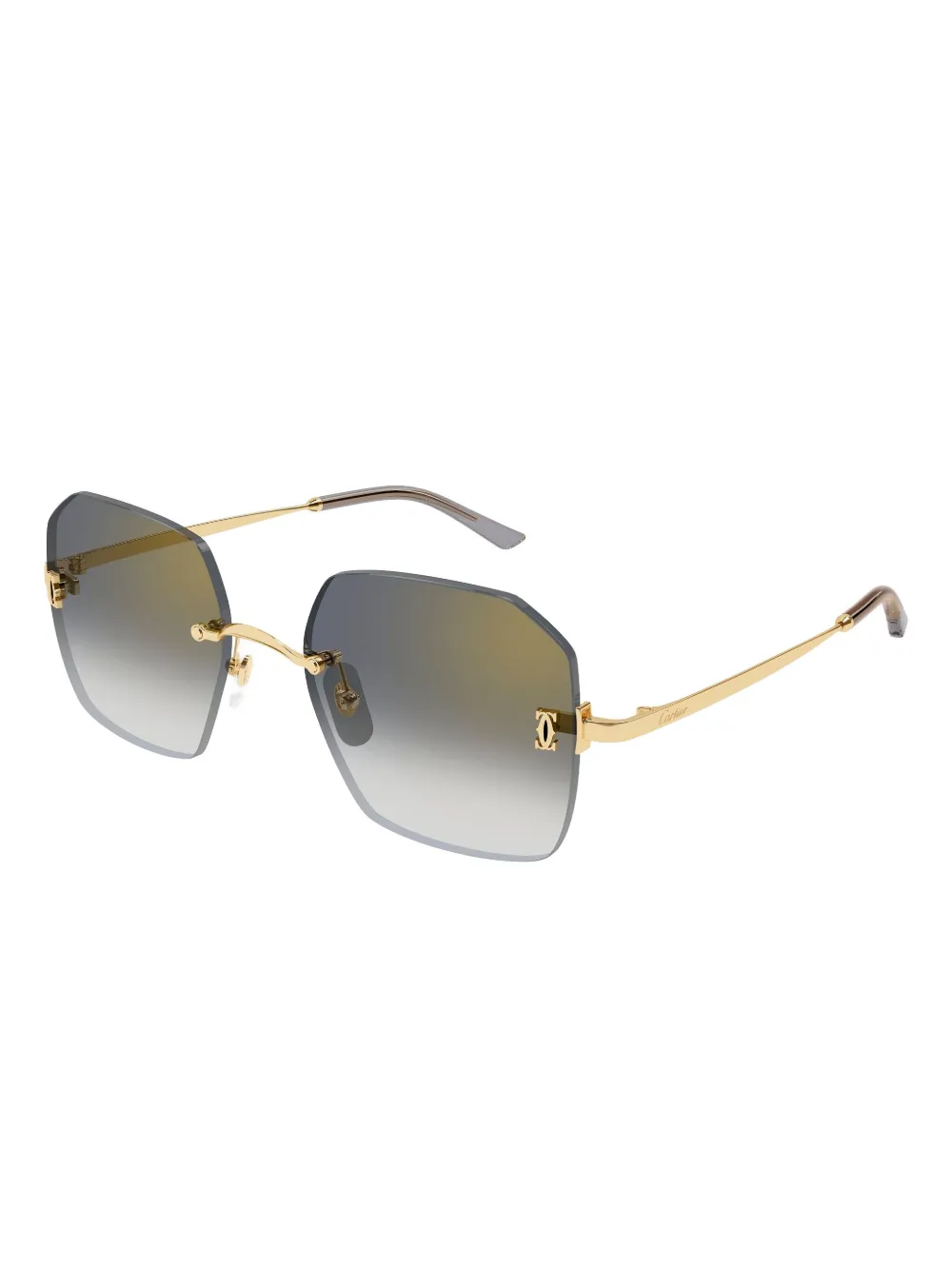 Cartier Geometric-frame Rimless Sunglasses In Gold