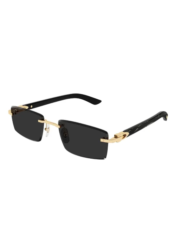 Cartier Eyewear スクエアフレーム サングラス | ブラック | FARFETCH JP