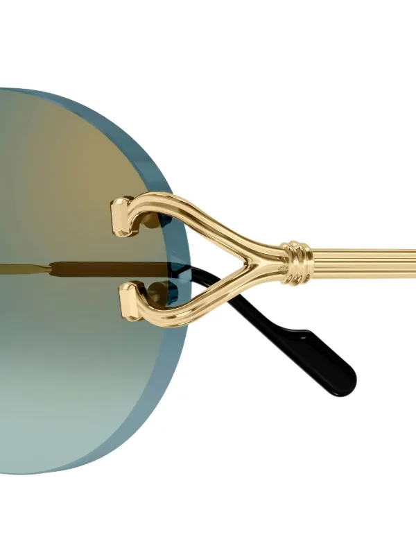 Cartier Eyewear ラウンドフレーム サングラス | ゴールドトーン