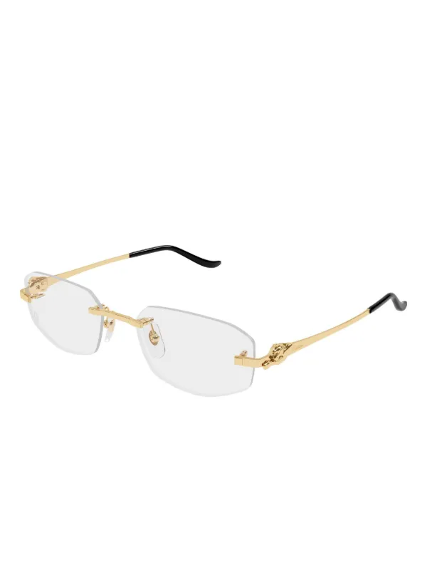 Cartier Eyewear パンテール リムレス メガネフレーム | ゴールド