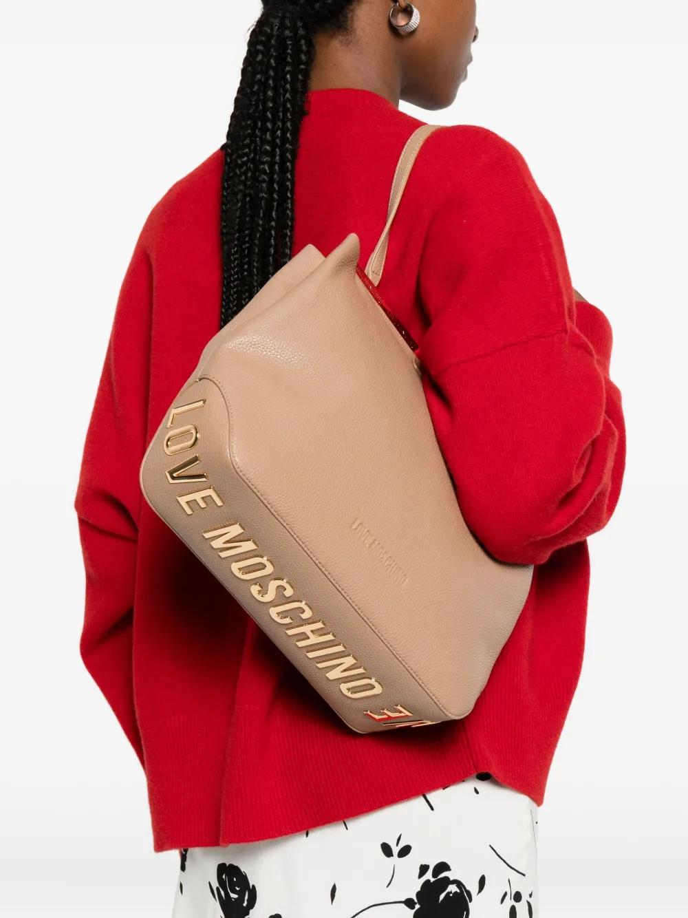 Love Moschino Schoudertas met logo - Beige