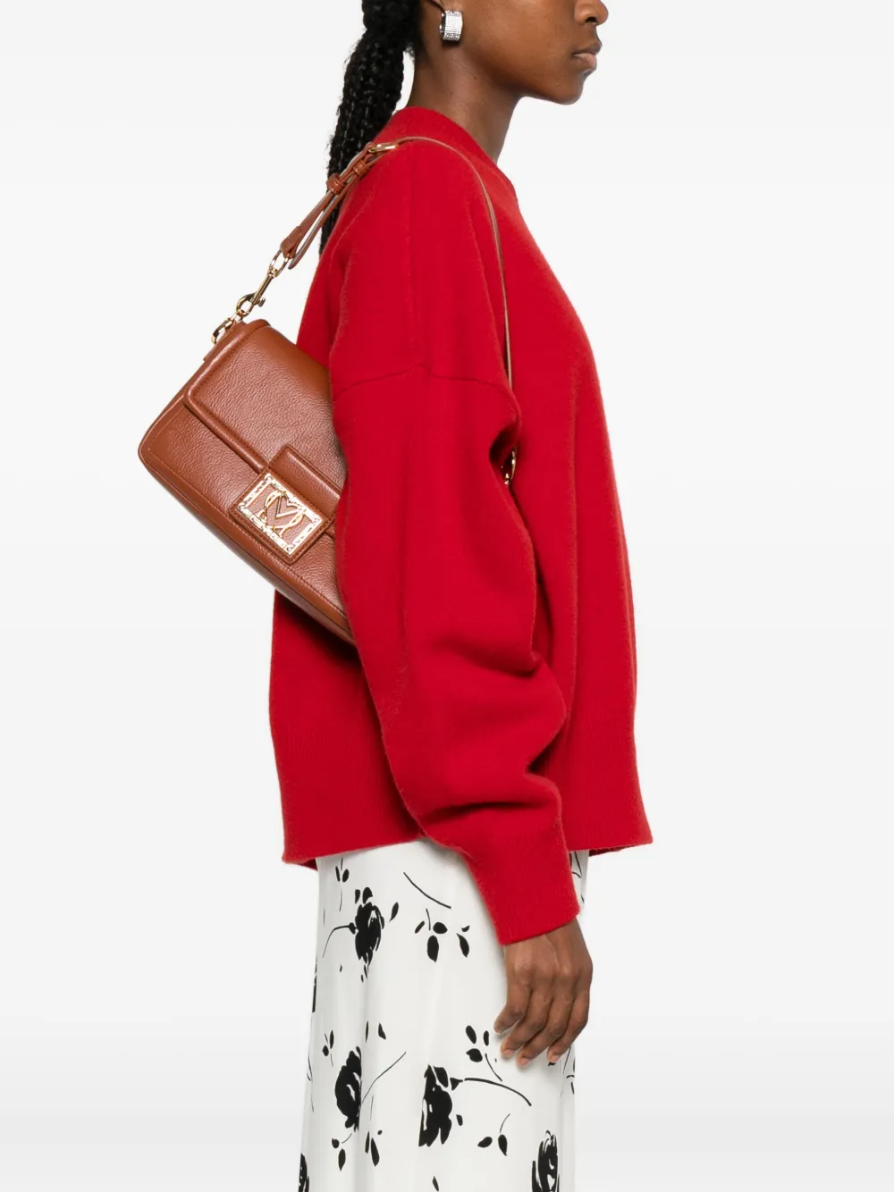Love Moschino Locked In schoudertas met logoplakkaat - Bruin