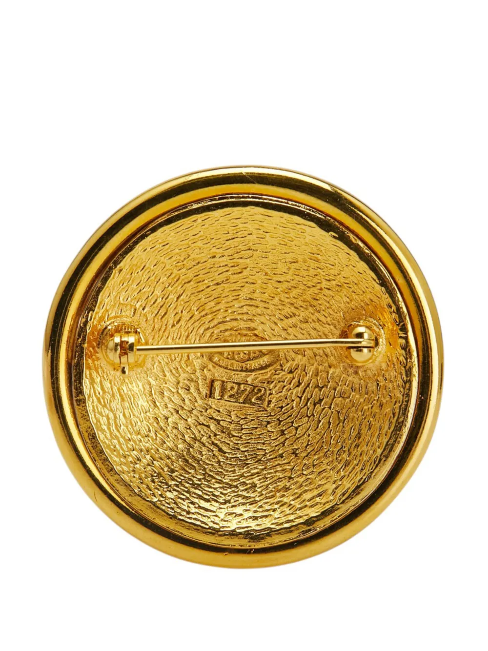Pre-owned Chanel 2003 Gold Plated And Silver Plated Cc Round Brooch Costume Brooch