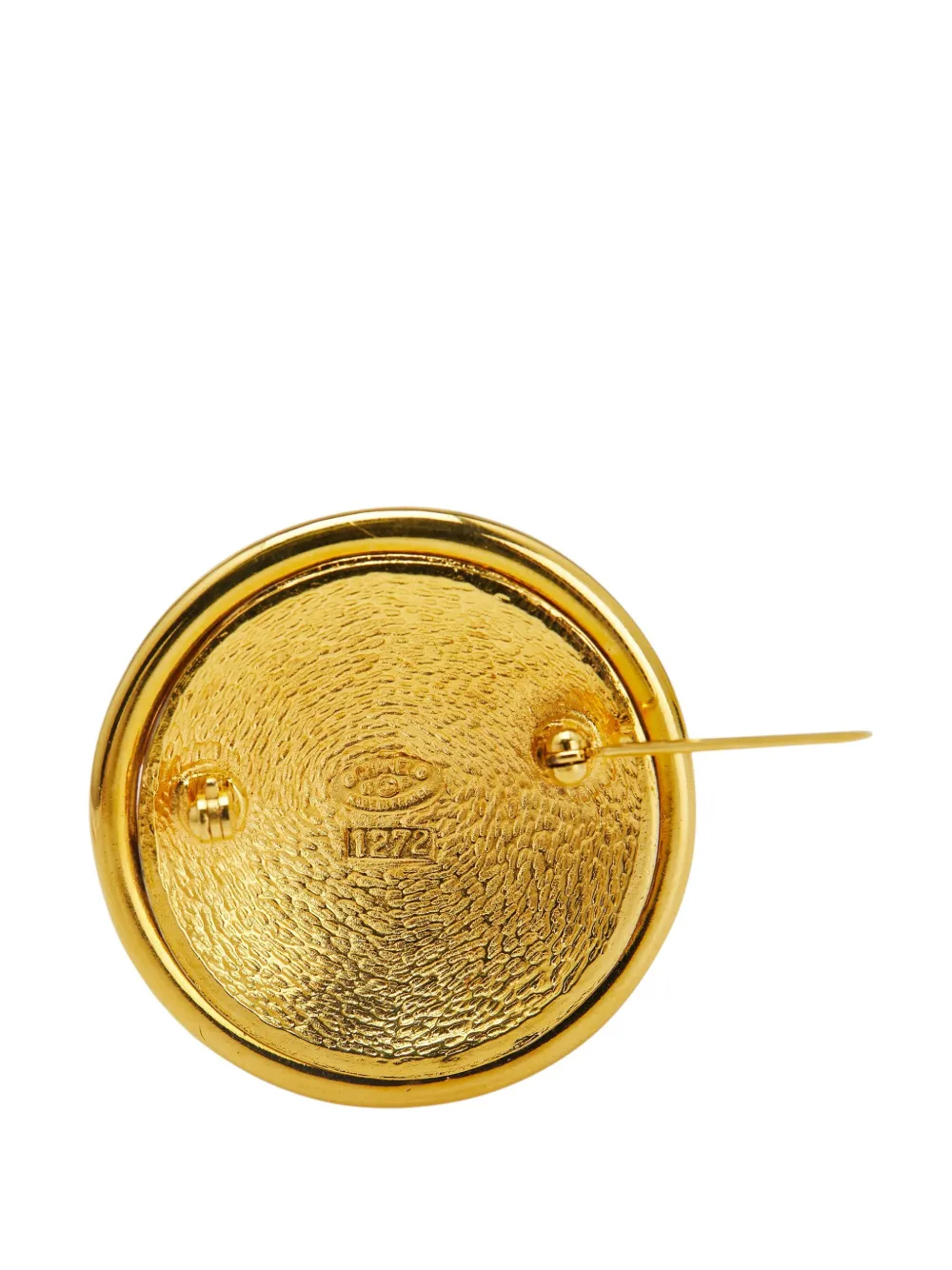 Pre-owned Chanel 2003 Gold Plated And Silver Plated Cc Round Brooch Costume Brooch
