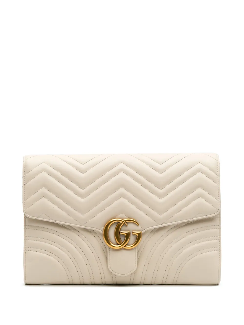 Gucci Pre-Owned 2016-2025 GG Marmont Matelasse Leather Flap clutch bag | White | Image 1