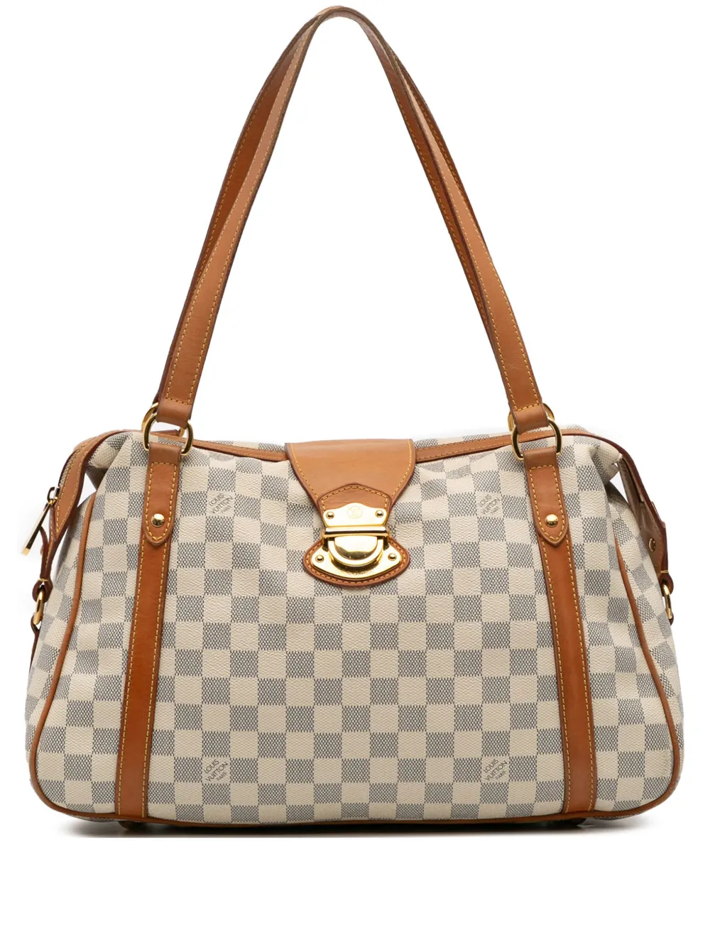 Pre-owned Louis Vuitton 2010 Damier Azur Stresa Pm Shoulder Bag In White