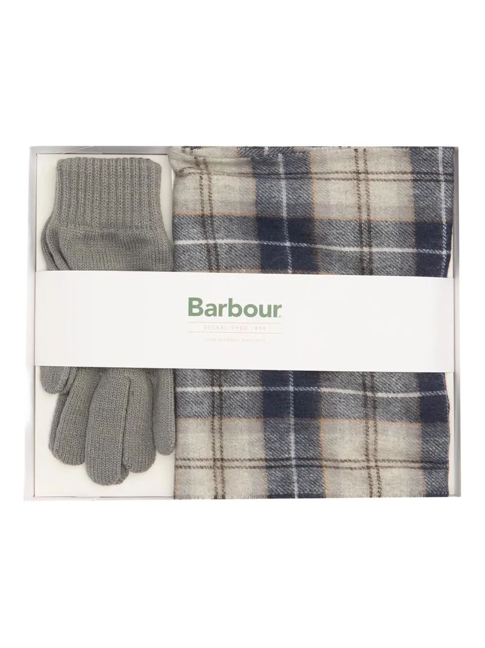 Barbour plaid gloves scarf | Grey | Image 1