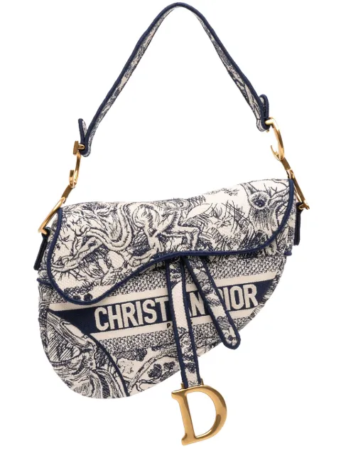 Christian Dior Pre-Owned 2020 Canvas Embroidered Toile de Jouy Saddle Bag shoulder bag