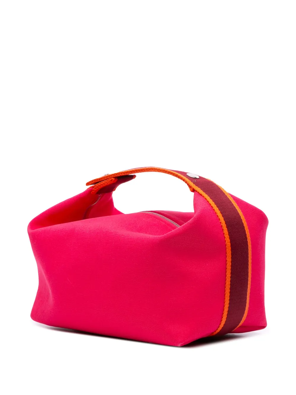 Pre-owned Hermes 2021-2025 Large Toile Bride A Brac Case Vanity Bag In Pink