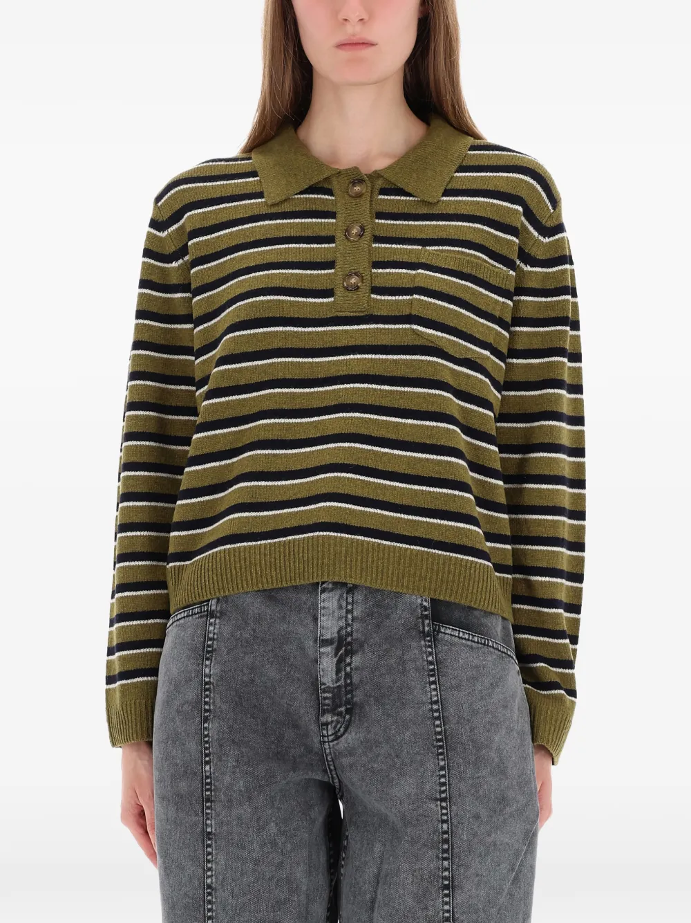 Baum Und Pferdgarten striped buttoned polo top - Groen