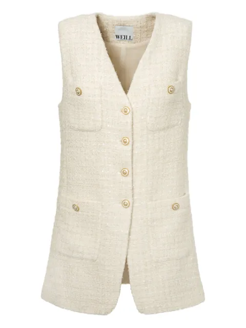 WEILL PARIS tweed button sleeveless gilet