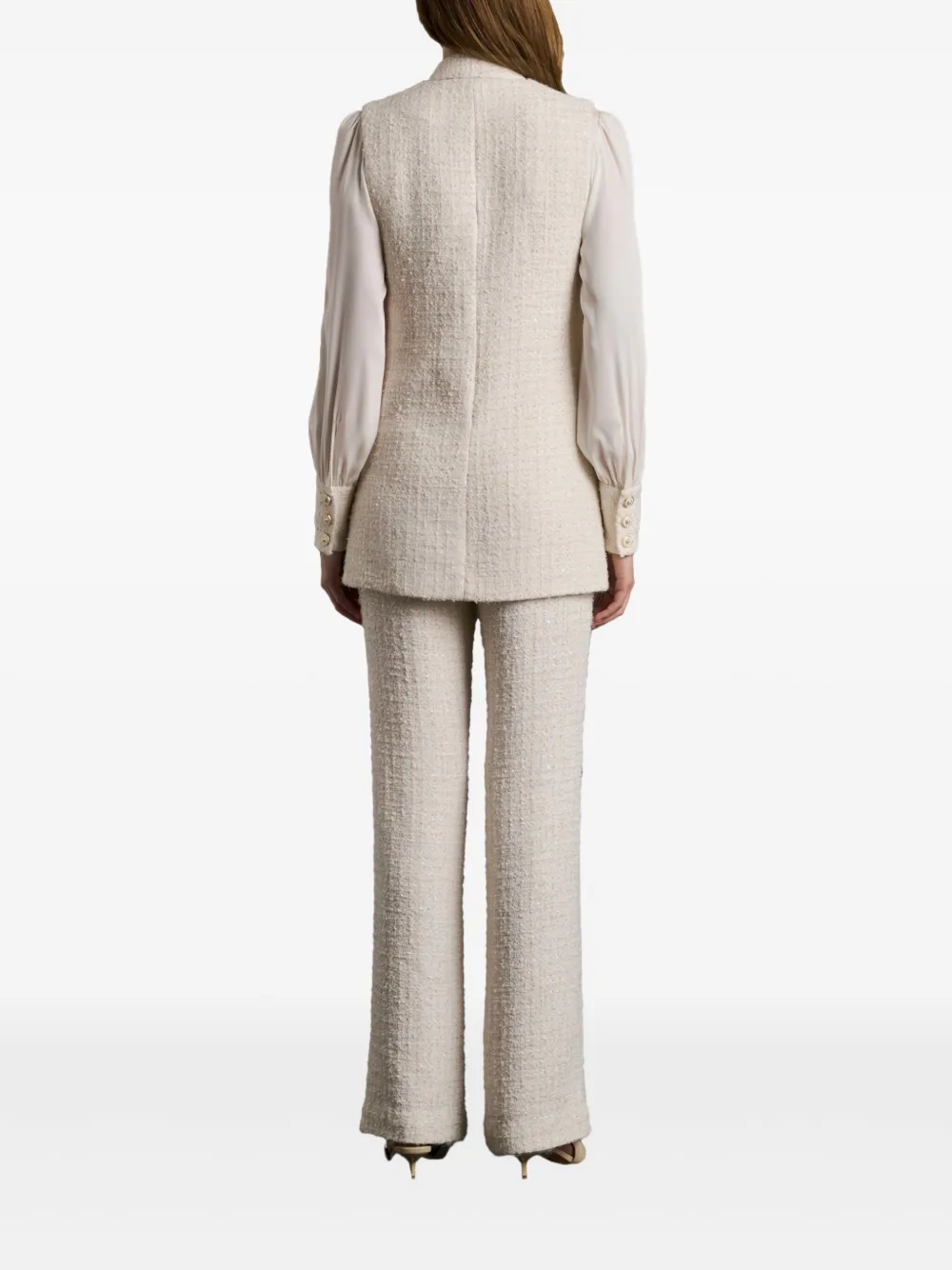 Weill Paris Tweed Button Sleeveless Gilet In Neutral