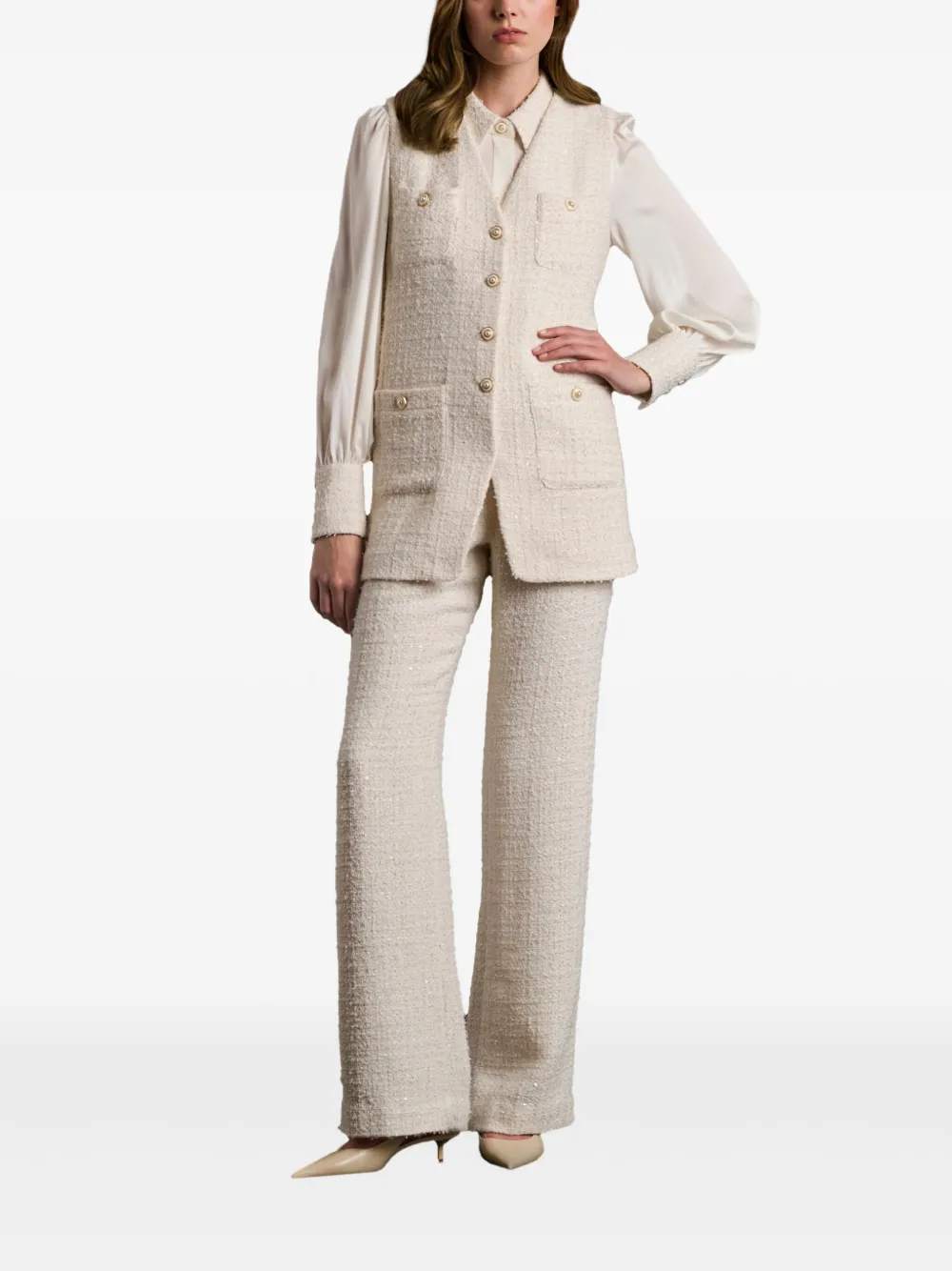 WEILL PARIS tweed button sleeveless gilet | Waistcoats & Gilets | Image 2