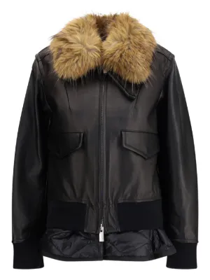 Sacai レザージャケット | ブラウン | FARFETCH JP