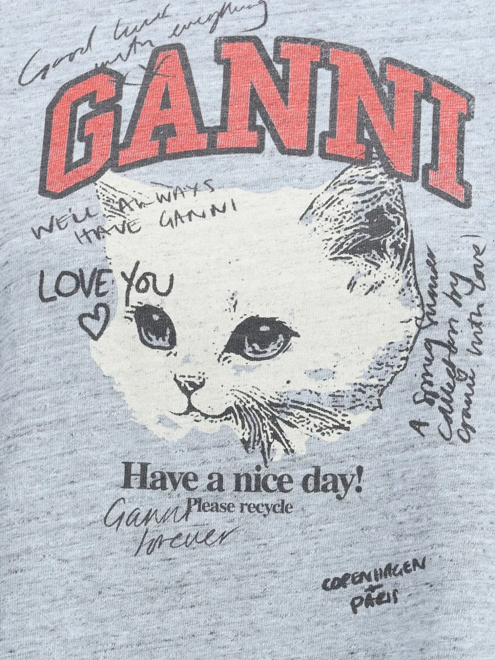 GANNI Gestreept T-shirt Blauw