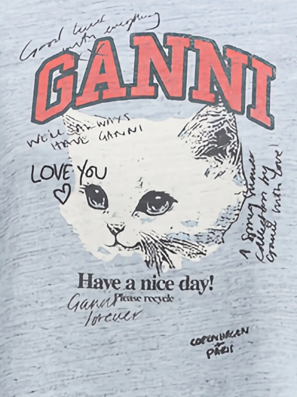 GANNI Gestreept T-shirt Blauw