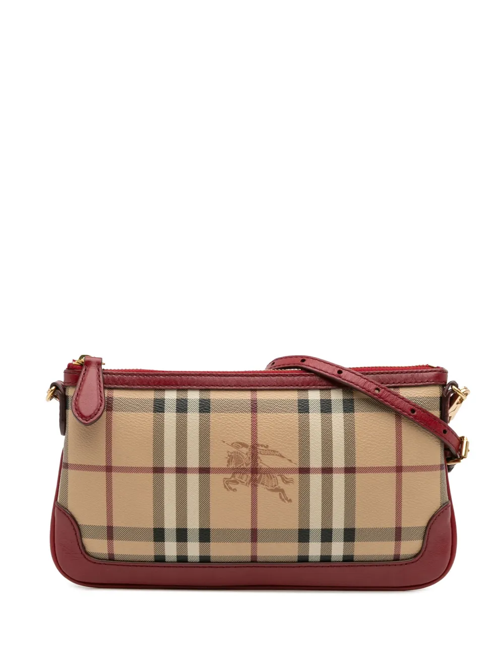 Pre-owned Burberry 2000-2017 Haymarket Check Coated Canvas Peyton Crossbody Bag In Brown
