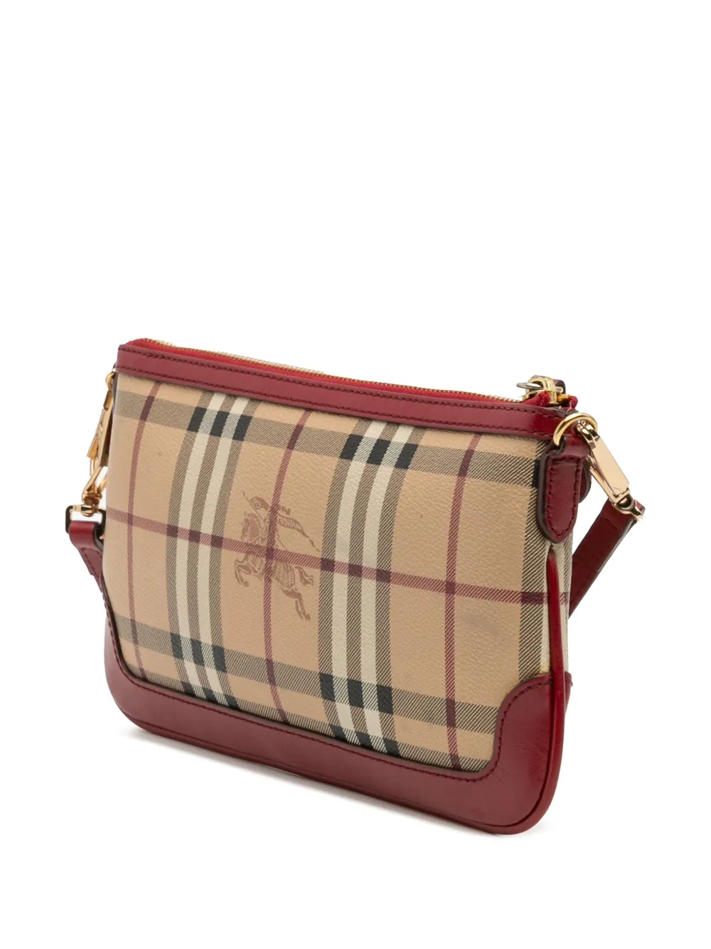 Pre-owned Burberry 2000-2017 Haymarket Check Coated Canvas Peyton Crossbody Bag In Brown