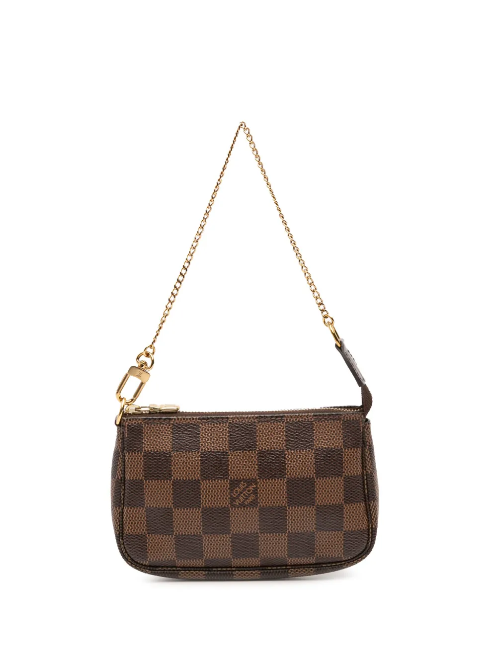 Pre-owned Louis Vuitton 2021 Damier Ebene Mini Pochette Accessoires Handbag In Brown