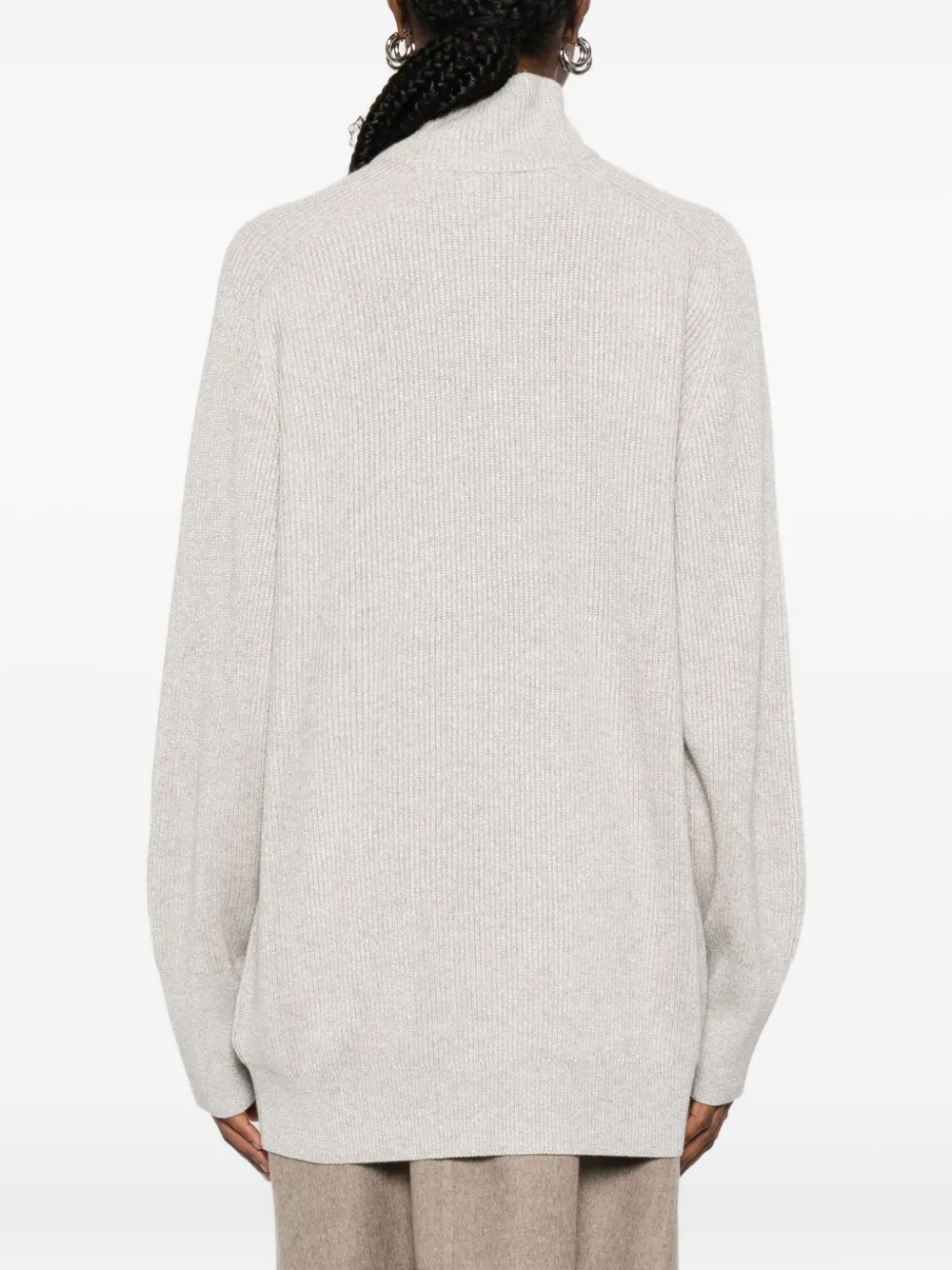 Brunello Cucinelli Roll-neck Cashmere Sweater In Gray