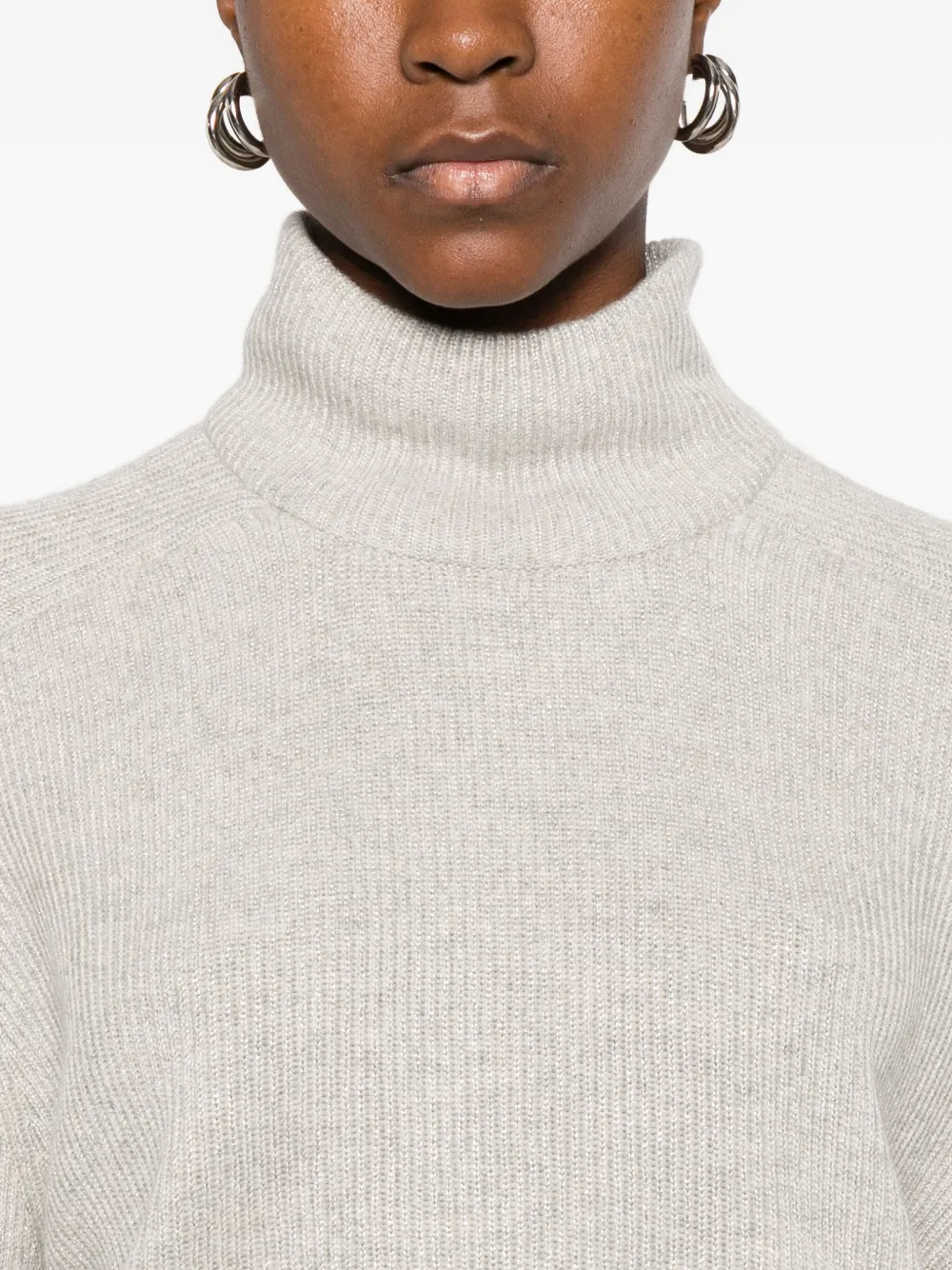 Brunello Cucinelli Roll-neck Cashmere Sweater In Gray