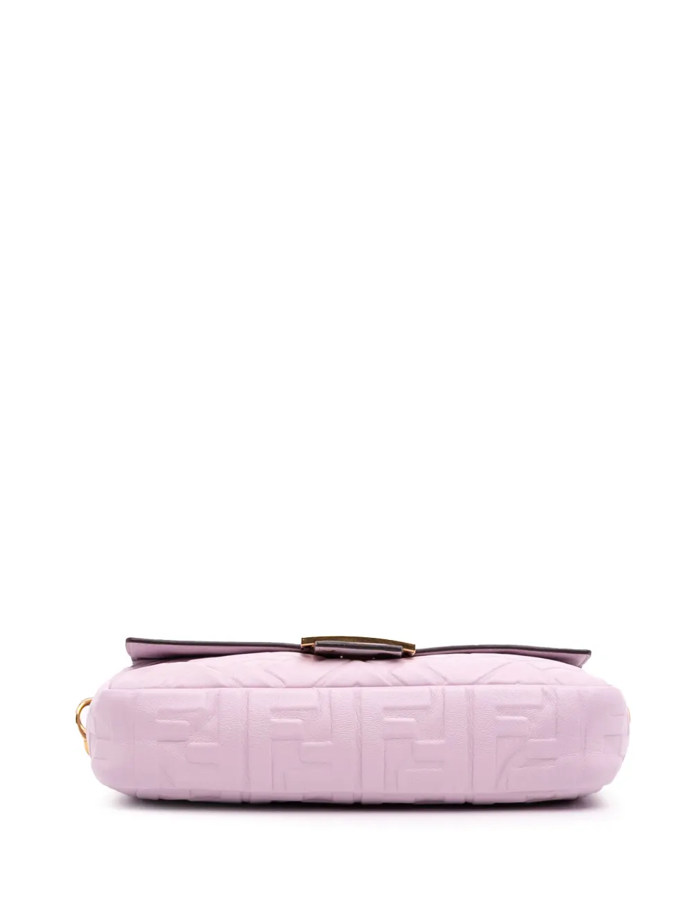Pre-owned Fendi 2010-2025 Medium Leather Embossed Ff Baguette Satchel In Pink
