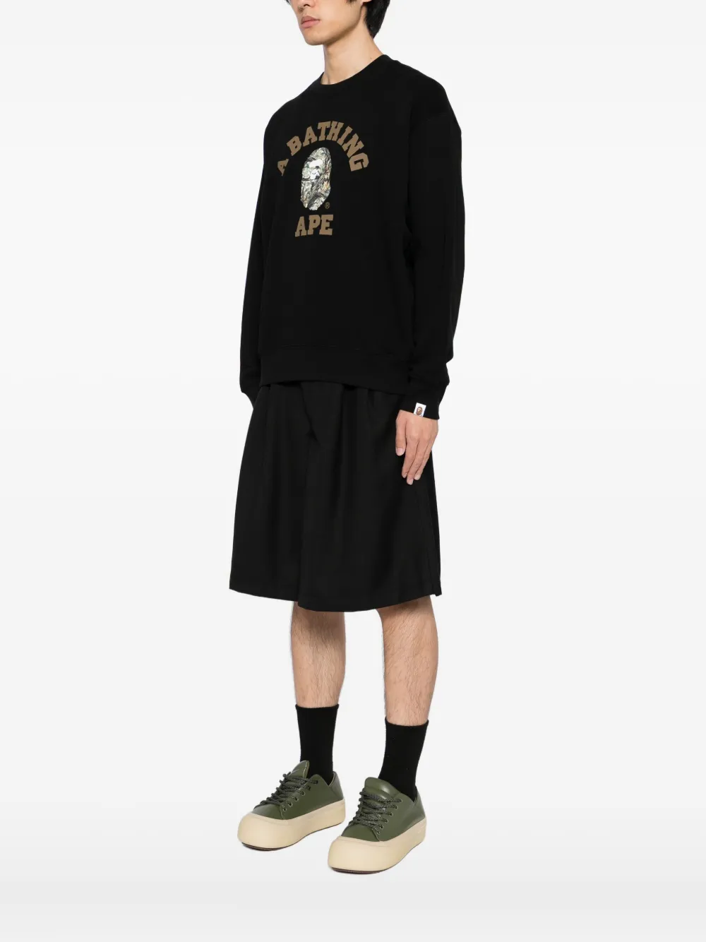 A BATHING APE Sweater met logoprint Zwart