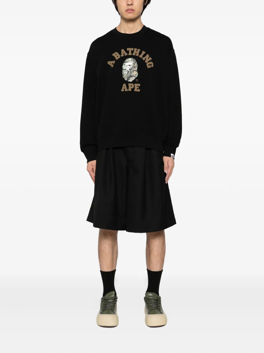 A BATHING APE Sweater met logoprint - Zwart