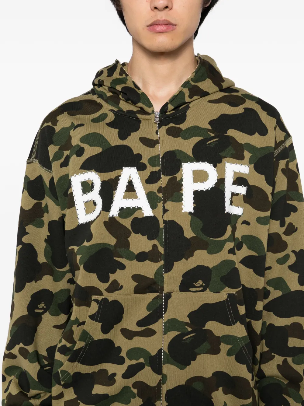 A BATHING APE Hoodie met camouflageprint Groen
