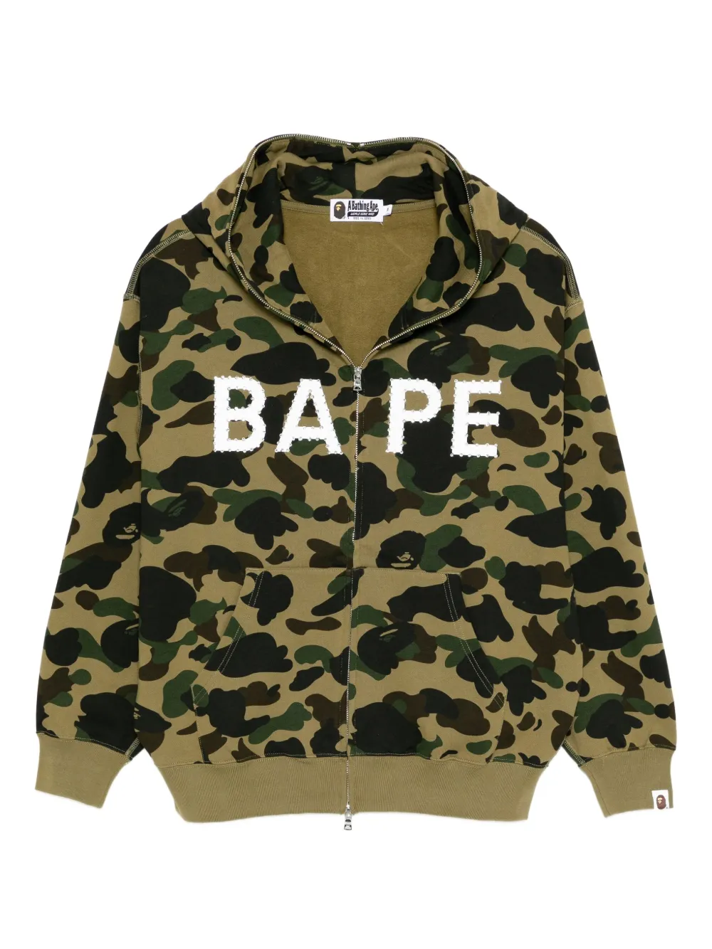 A BATHING APE® camouflage-print hoodie | Green | Image 1