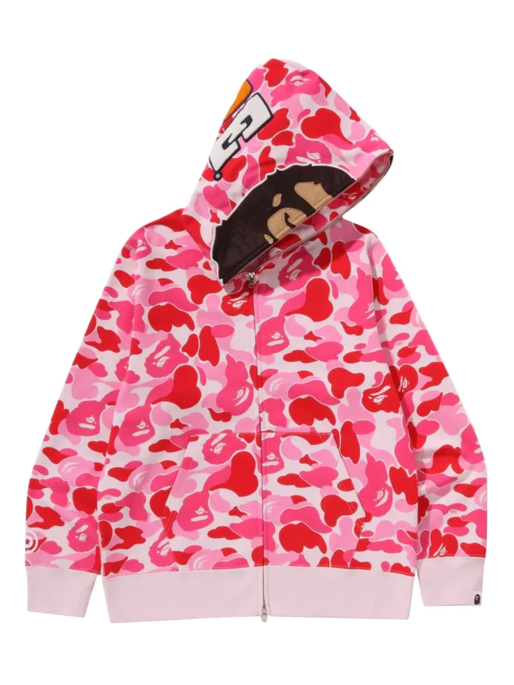 A BATHING APE Hoodie met camouflageprint Roze