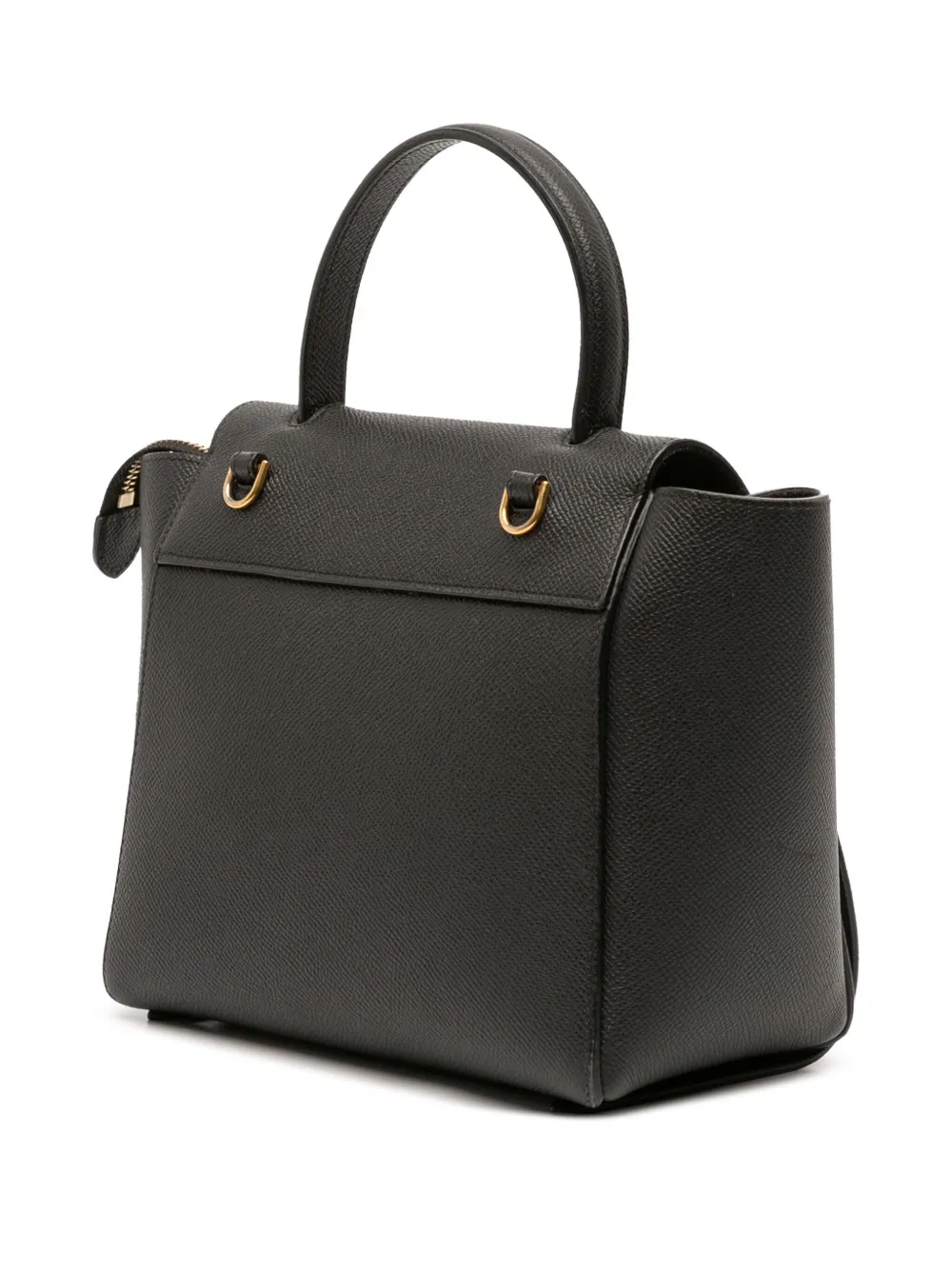 Pre-owned Celine 2000-2025 Nano Grained Calfskin Belt Bag Satchel In Black