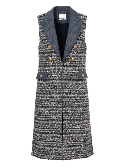 WEILL PARIS tweed denim sleeveless gilet