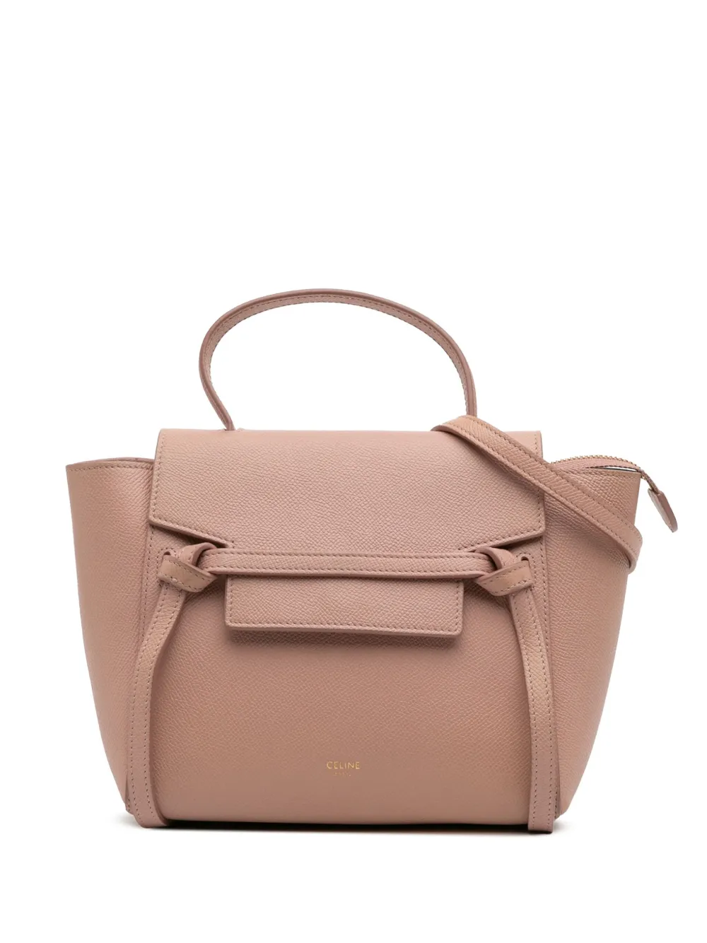 Pre-owned Celine 2019 Nano Grained Calfskin Belt Bag Satchel In Pink