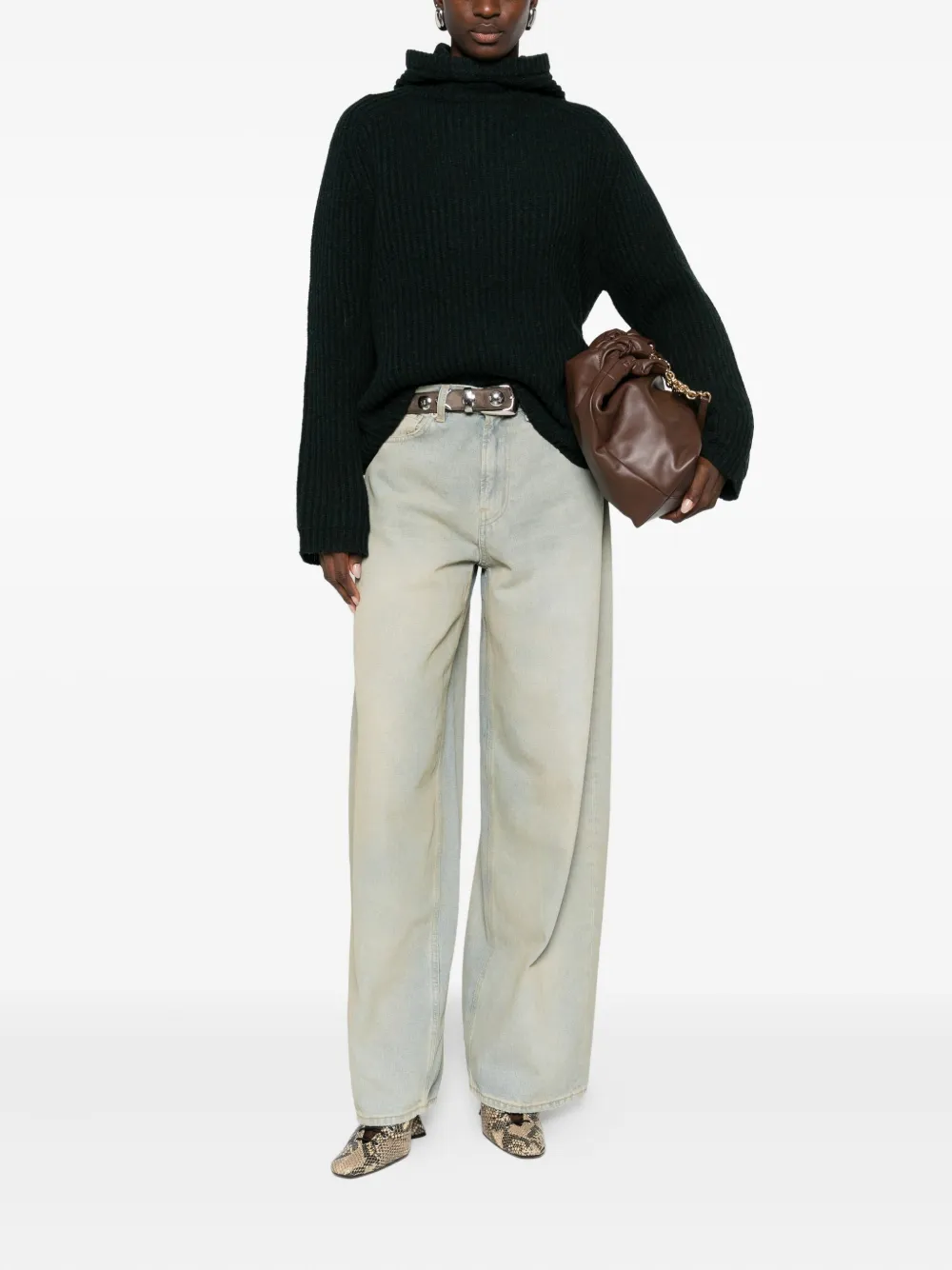 6397 knitted hoodie - Zwart