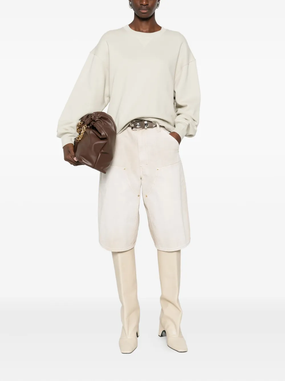 6397 Panelled Washed-effect Shorts In Neutral