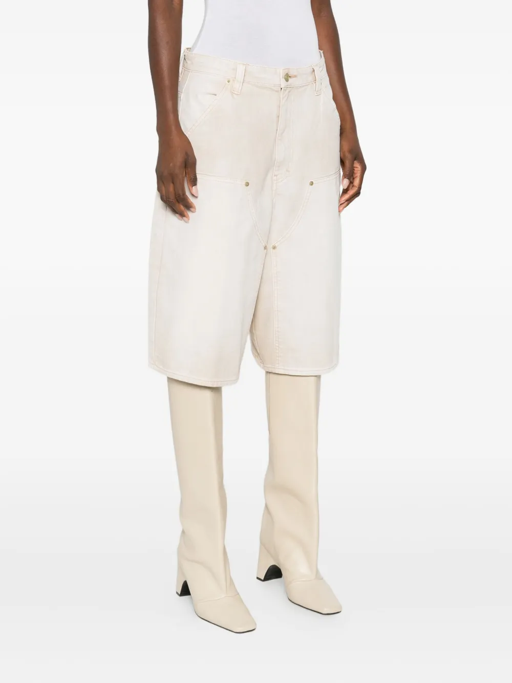 6397 Panelled Washed-effect Shorts In Neutral