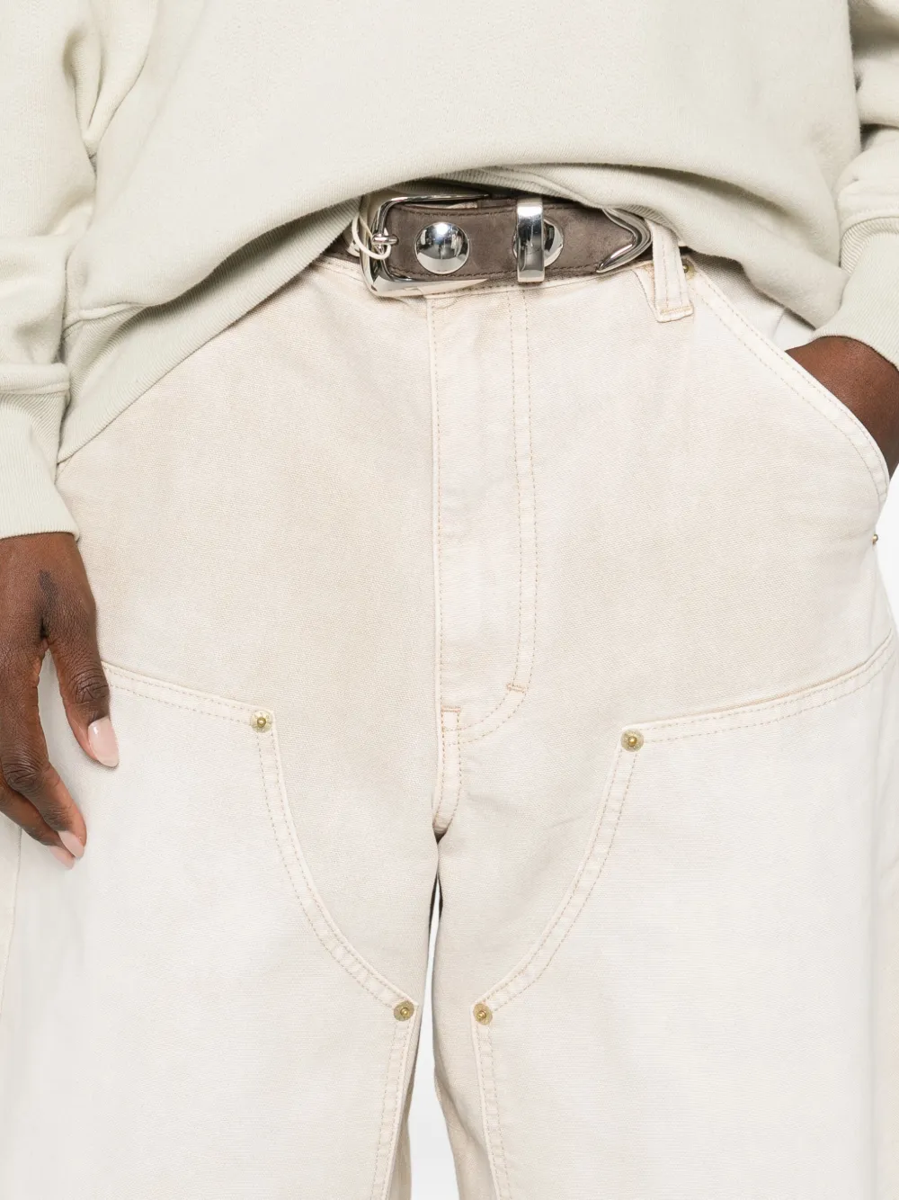 6397 Panelled Washed-effect Shorts In Neutral