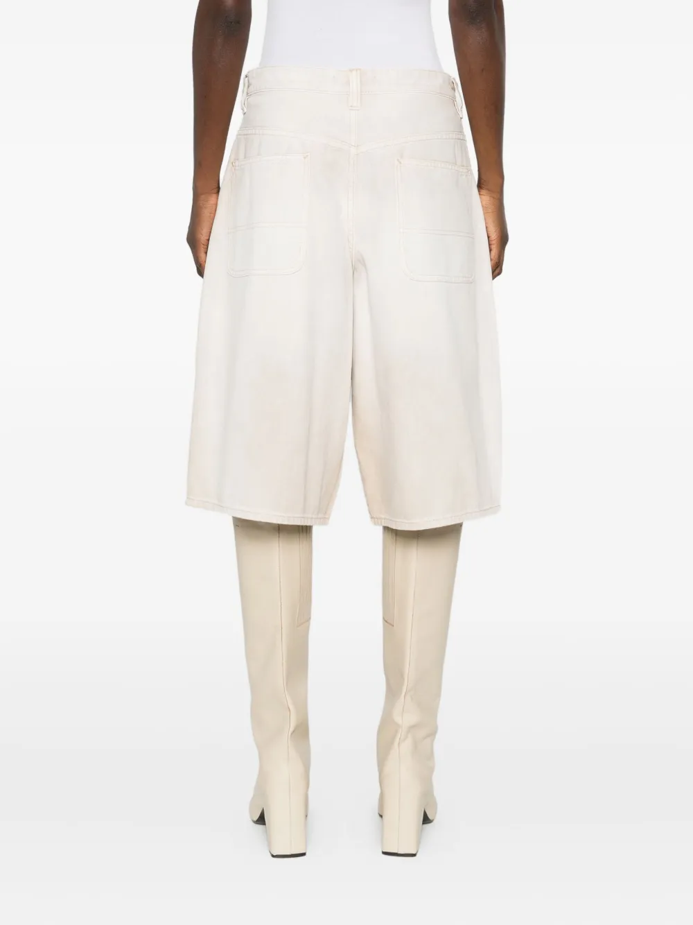 6397 Panelled Washed-effect Shorts In Neutral