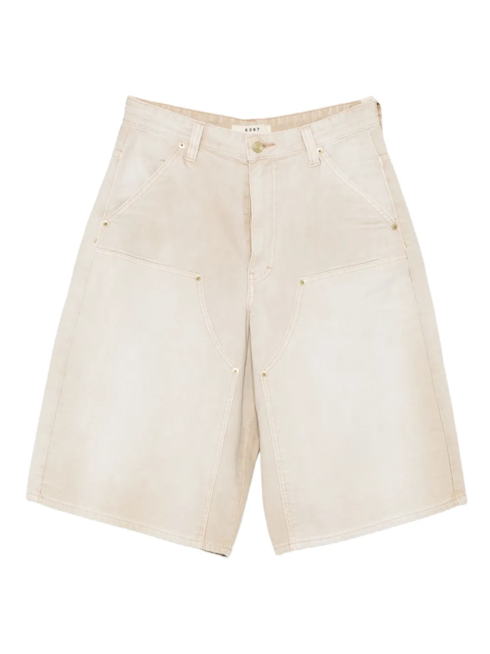 6397 Panelled Washed-effect Shorts In Neutral