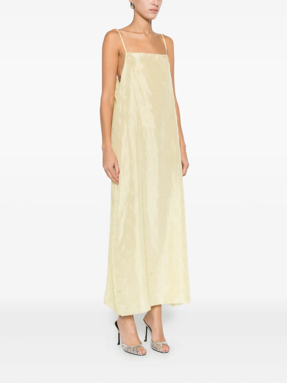 6397 Embroidered Dot Maxi Dress In Yellow