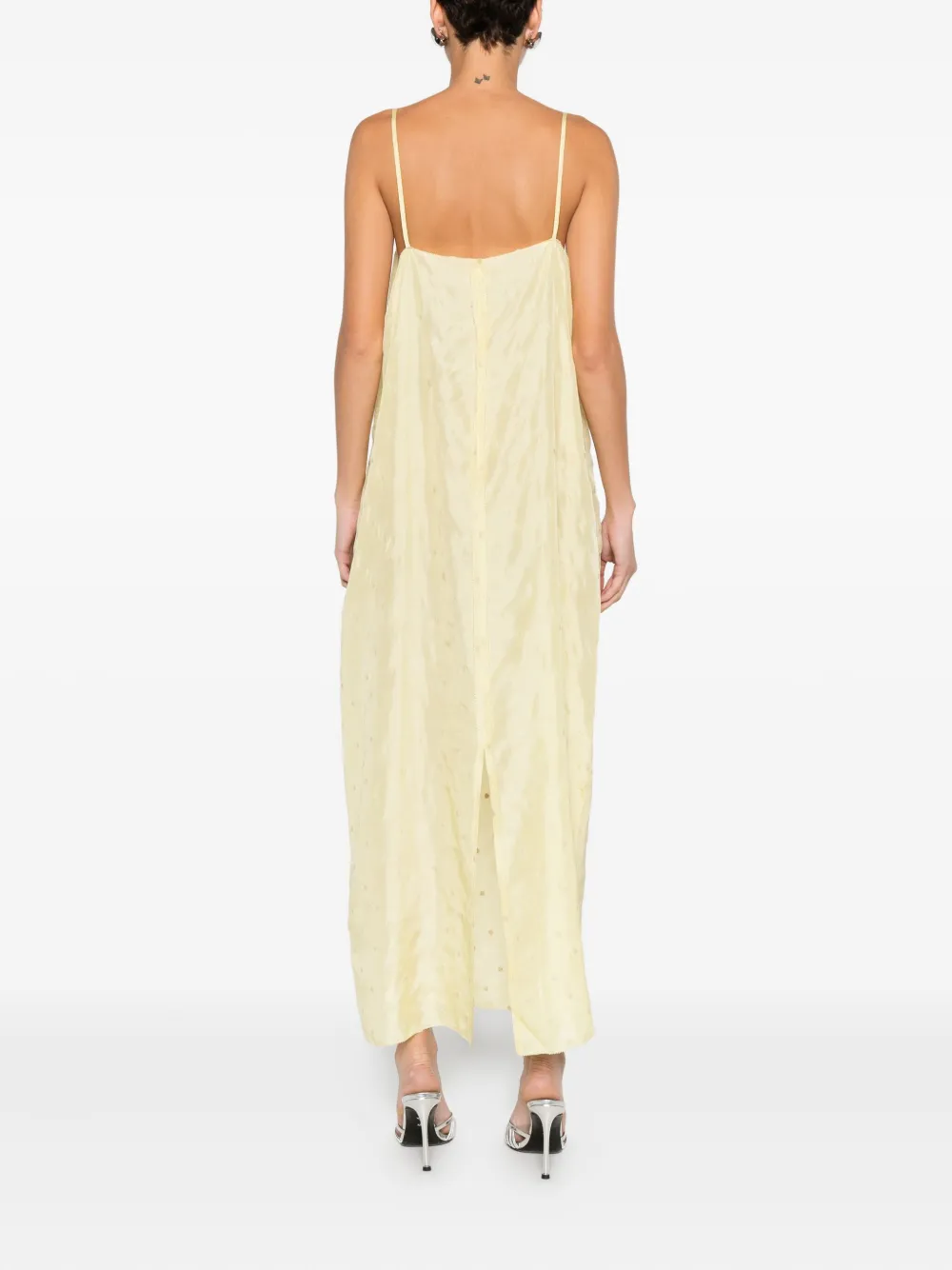 6397 Embroidered Dot Maxi Dress In Yellow