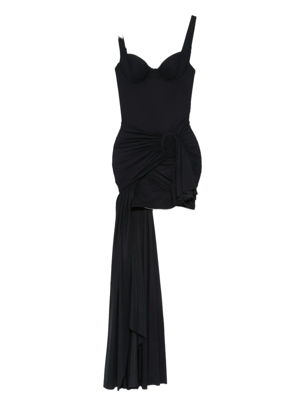 Balenciaga Ruched Midi Dress In Black