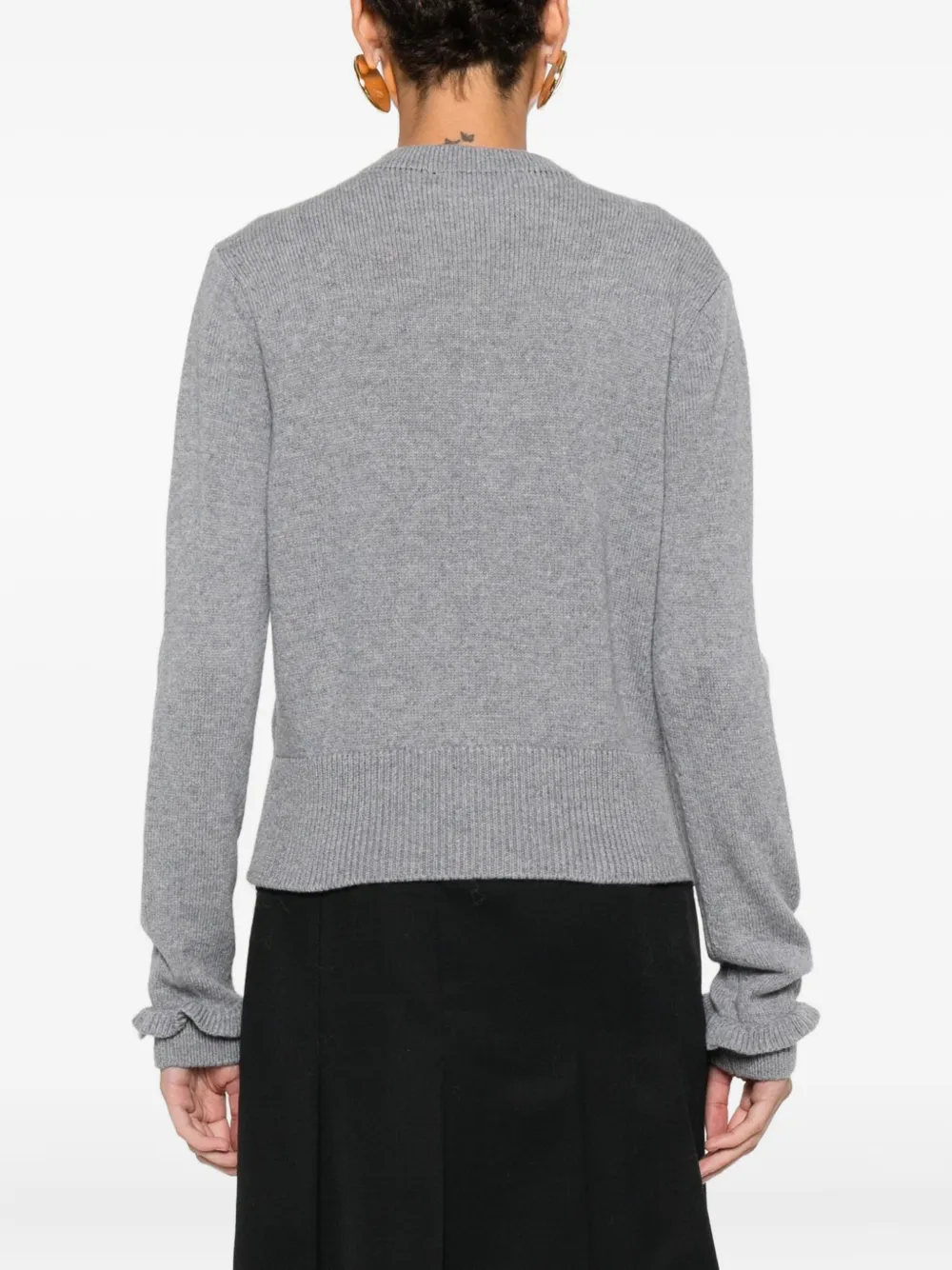 Ba&sh Ruffled-cuff Button-up Cardigan In Gray