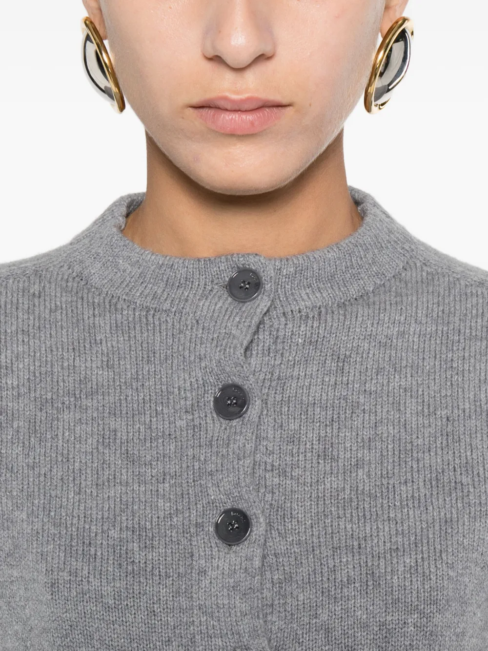 Ba&sh Ruffled-cuff Button-up Cardigan In Gray