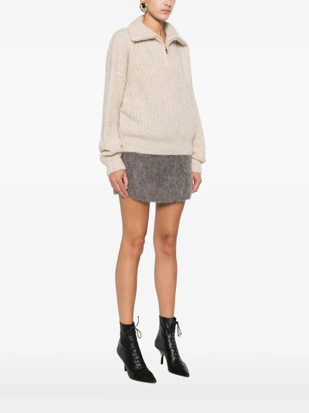 Ba&sh Beltane Half-zip Sweater In Neutral
